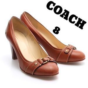 COACH Vivanna Dark Tan Pumps Shoes, 3" heel, Sz 8B